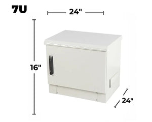 STURDX Essential Series™ 7U IP66 Weatherproof Galvanized Steel Outdoor Network Cabinet | 24" × 24" (600 × 600 mm) | 19-Inch Rack Enclosure