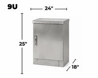STURDX Essential Series™ 9U IP66 Weatherproof Stainless Steel Outdoor Network Cabinet | 24" × 18" (600 × 450 mm) | 19-Inch Rack Enclosure