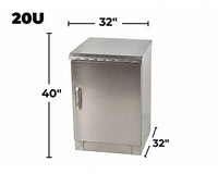 STURDX Essential Series™ 20U IP66 Weatherproof Stainless Steel Outdoor Network Cabinet | 32" × 32" (800 × 800 mm) | 19-Inch Rack Enclosure