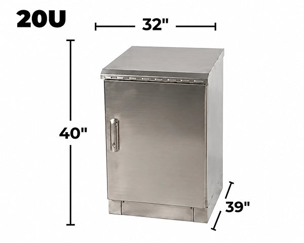 STURDX Essential Series™ 20U IP66 Weatherproof Stainless Steel Outdoor Network Cabinet | 32" × 39" (800 × 1000 mm) | 19-Inch Rack Enclosure