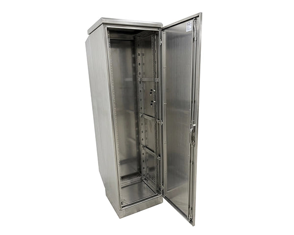 STURDX Essential Series™ 42U Stainless Steel Outdoor Network Cabinet | 32" × 39" (800 × 1000 mm) | IP66 Weatherproof | 19-Inch Rack Enclosure