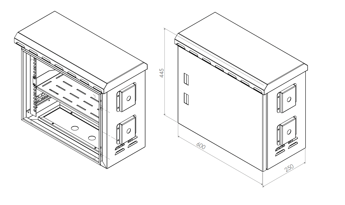 7U250 Weatherproof Outdoor Enclosure Cabinet – IP66 Rated for Security Camera Systems (23.5" x 9.5" x 15.5") STV-HC-7U250