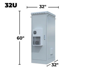 STURDX Climate Series™ 32U IP66 Weatherproof Galvanized Steel Outdoor Network Cabinet with Air Conditioner | 32" × 32" (800 × 800 mm) | 19-Inch Rack Enclosure