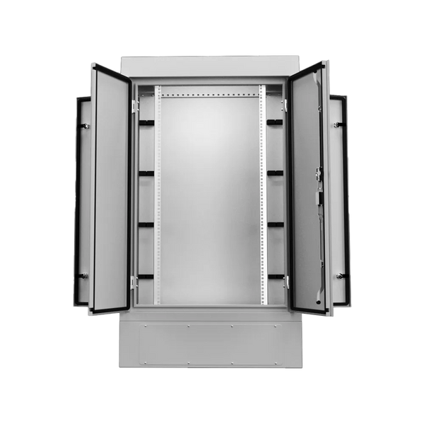 IP66 rated outdoor rack cabinet 22U fiber optic design supports critical systems.