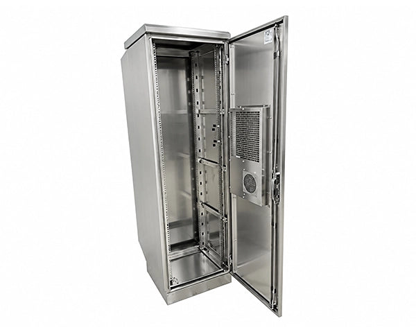 STURDX Climate Series™ 42U IP66 Weatherproof Stainless Steel Outdoor Network Cabinet with Air Conditioner | 24" × 39" (600 × 1000 mm) | 19-Inch Rack Enclosure
