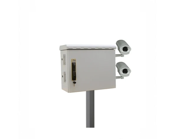 Compact outdoor security cabinet built for weatherproof camera and switch mounting