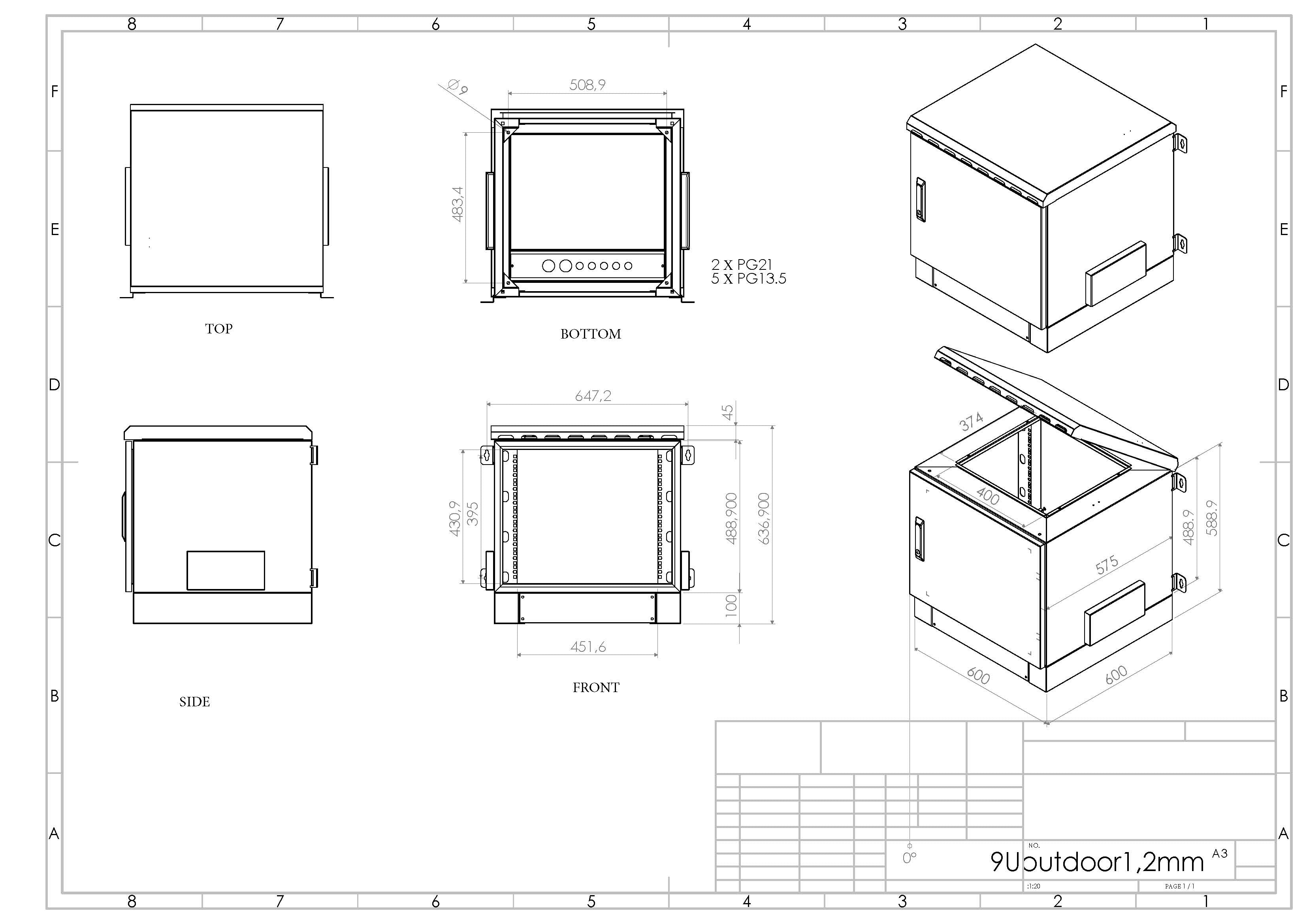 9U Outdoor Network Cabinet Enclosure – IP66 Rated Weatherproof for Telecom, Fiber, and Server Equipment | 600mm x 450mm / 24" x 24" Ground, Pole and Wall Mount STV-HC-9U600
