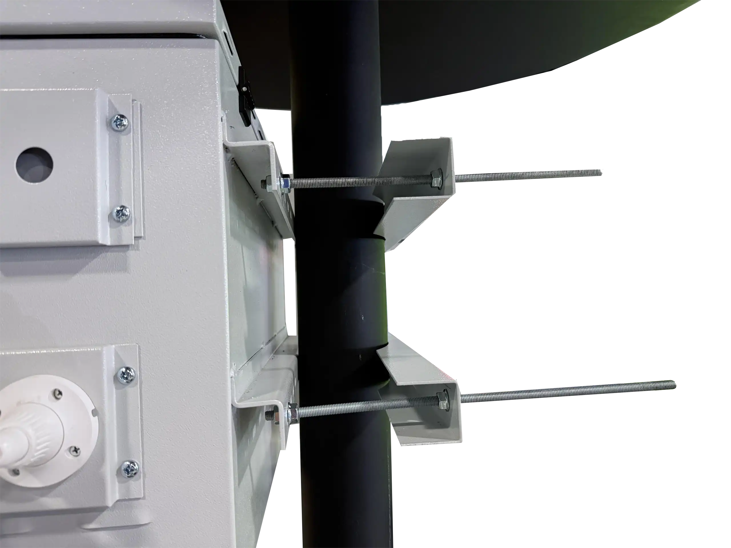 Pole mount brackets for 7U250 outdoor cabinet, designed for secure mounting and installation.