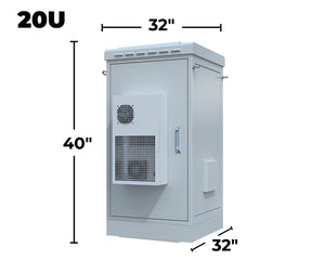 STURDX Climate Series™ 20U IP66 Weatherproof Galvanized Steel Outdoor Network Cabinet with Air Conditioner | 32" × 32" (800 × 800 mm) | 19-Inch Rack Enclosure