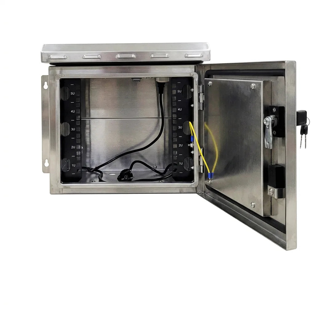 STURDX 5U rack cabinet interior with its 5U mounting rails ready for gear