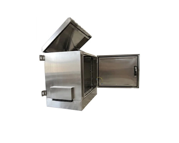 STURDX Essential Series™ 9U IP66 Weatherproof Stainless Steel Outdoor Network Cabinet | 24" × 24" (600 × 600 mm) | 19-Inch Rack Enclosure