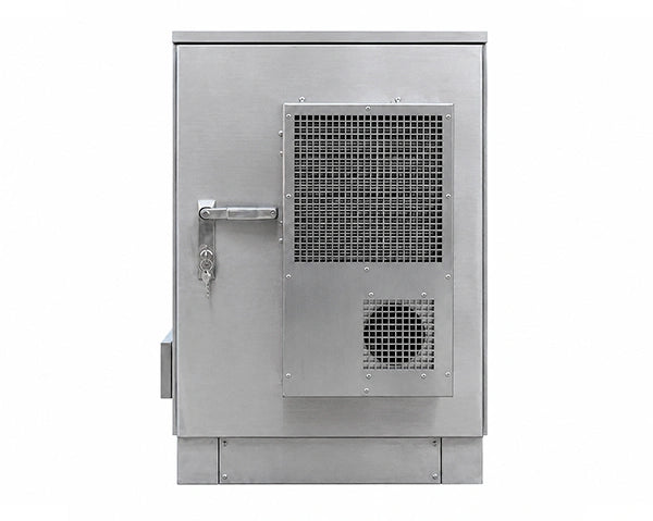 Tough outdoor network cabinet built with a cooling unit for summer heat