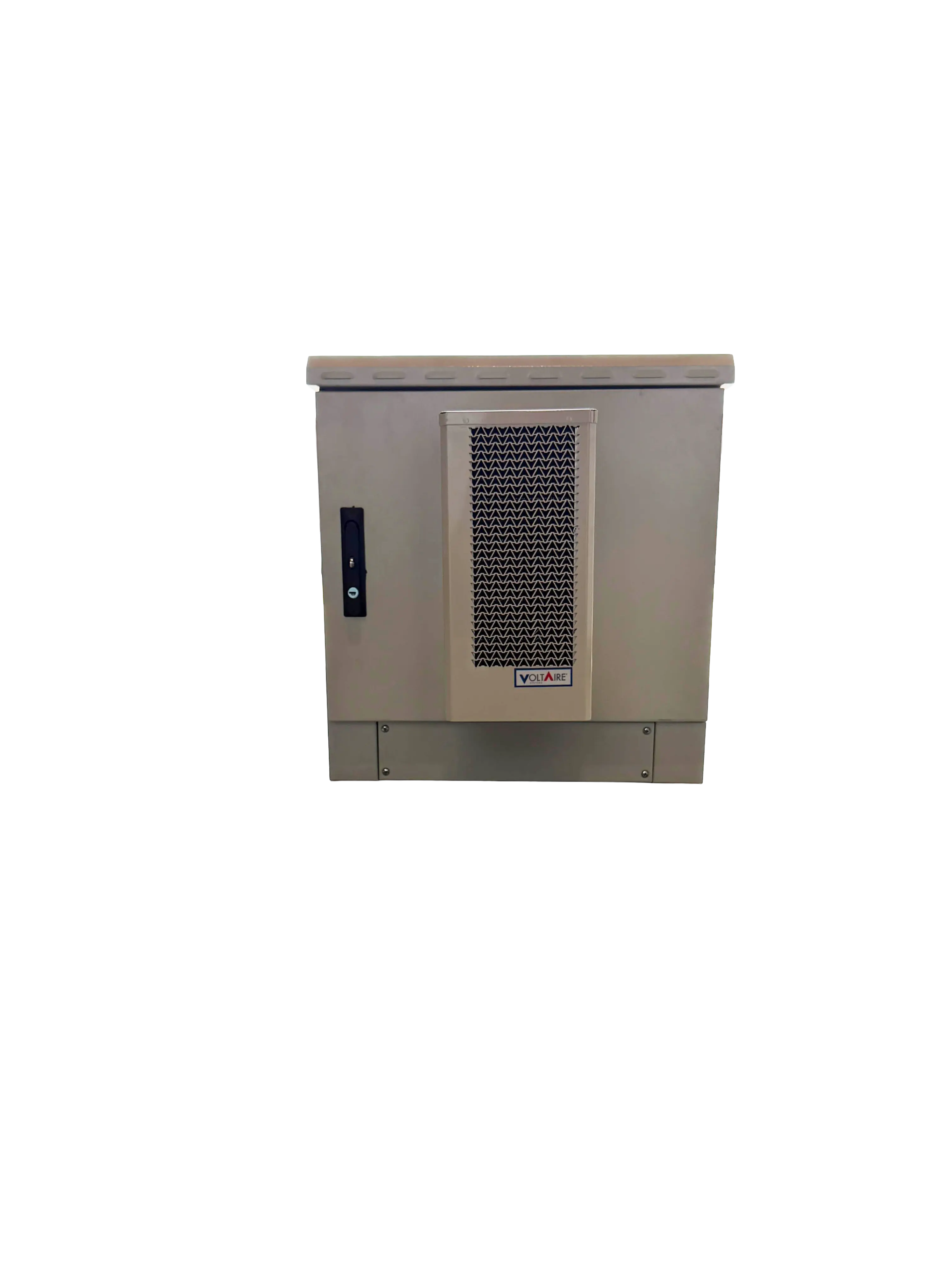 Wall-mounted 9U outdoor data cabinet, IP65 rated, offers protection against dust and water.