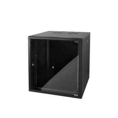 Gabinete rack para servidores de montaje en pared 12U | Gabinete de red de datos para montaje en bastidor | Gabinete de red de TI de 19 pulgadas con panel de vidrio templado de 4 mm | 600 mm de profundidad