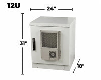 STURDX Climate Series™ 12U IP66 Weatherproof Galvanized Steel Outdoor Network Cabinet with Air Conditioner | 24" × 18" (600 × 450 mm) | 19-Inch Rack Enclosure