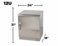 STURDX Essential Series™ 12U IP66 Weatherproof Stainless Steel Outdoor Network Cabinet | 24" × 18" (600 × 450 mm) | 19-Inch Rack Enclosure