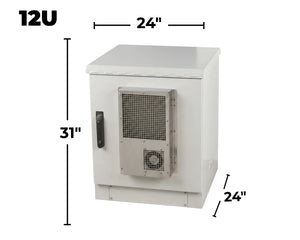 STURDX Climate Series™ 12U IP66 Weatherproof Galvanized Steel Outdoor Network Cabinet with Air Conditioner | 24" × 24" (600 × 600 mm) | 19-Inch Rack Enclosure