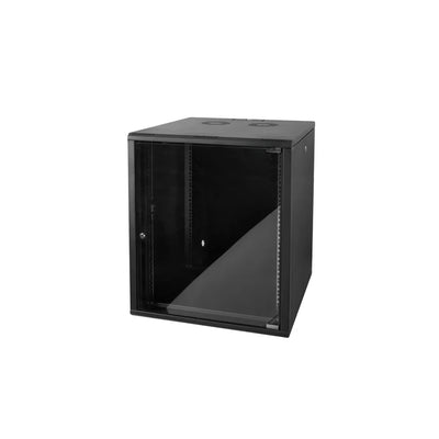 Gabinete rack para servidores de montaje en pared 15U | Gabinete de red de datos para montaje en bastidor | Gabinete de red de TI de 19 pulgadas con panel de vidrio templado de 4 mm | 600 mm de profundidad