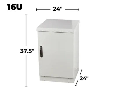 16U Outdoor Weatherproof Network Cabinet Enclosure with 600W (~2130 BTU) A/C (Cooling only)