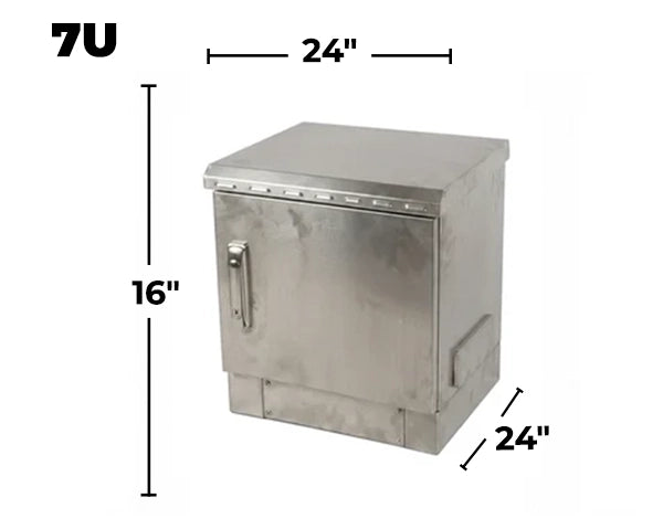 STURDX Essential Series™ 7U IP66 Weatherproof Stainless Steel Outdoor Network Cabinet | 24" × 24" (600 × 600 mm) | 19-Inch Rack Enclosure