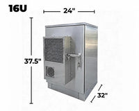 STURDX Climate Series™ 16U IP66 Weatherproof Stainless Steel Outdoor Network Cabinet with Air Conditioner | 24" × 32" (600 × 800 mm) | 19-Inch Rack Enclosure