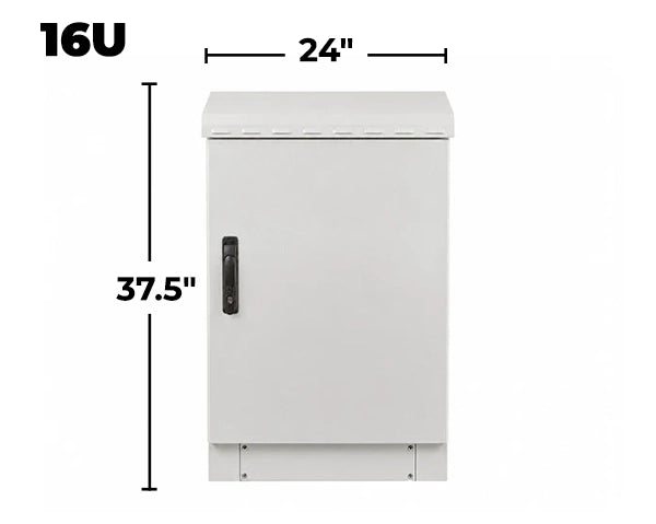 STURDX Essential Series™ 16U IP66 Weatherproof Galvanized Steel Outdoor Network Cabinet | 24" × 24" (600 × 600 mm) | 19-Inch Rack Enclosure