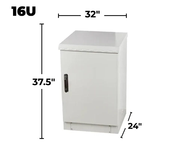 STURDX Essential Series™ 16U IP66 Weatherproof Galvanized Steel Outdoor Network Cabinet | 24" × 32" (600 × 800 mm) | 19-Inch Rack Enclosure