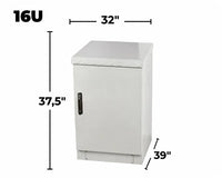STURDX Essential Series™ 16U IP66 Weatherproof Galvanized Steel Outdoor Network Cabinet | 32" × 39" (800 × 1000 mm) | 19-Inch Rack Enclosure