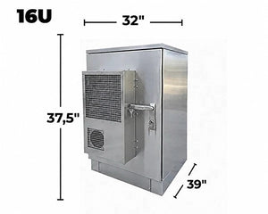 STURDX Climate Series™ 16U IP66 Weatherproof Stainless Steel Outdoor Network Cabinet with Air Conditioner | 32" × 39" (800 × 1000 mm) | 19-Inch Rack Enclosure