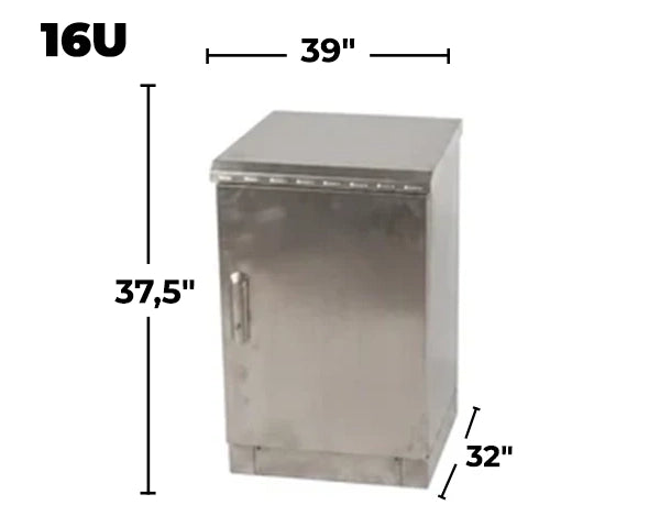 STURDX Essential Series™ 16U IP66 Weatherproof Stainless Steel Outdoor Network Cabinet | 32" × 39" (800 × 1000 mm) | 19-Inch Rack Enclosure