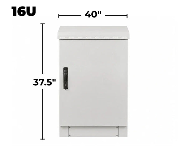 STURDX Essential Series™ 16U IP66 Weatherproof Galvanized Steel Outdoor Network Cabinet | 24" × 40" (600 × 1000 mm) | 19-Inch Rack Enclosure