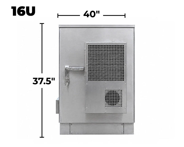 STURDX Climate Series™ 16U IP66 Weatherproof Stainless Steel Outdoor Network Cabinet with Air Conditioner | 24" × 40" (600 × 1000 mm) | 19-Inch Rack Enclosure