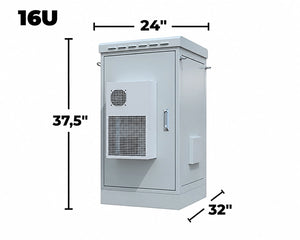 STURDX Climate Series™ 16U IP66 Weatherproof Galvanized Steel Outdoor Network Cabinet with Air Conditioner | 24" × 32" (600 × 800 mm) | 19-Inch Rack Enclosure