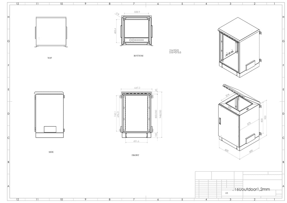 16U Weatherproof Cabinet Enclosure - IP66 Rated - Sturdx