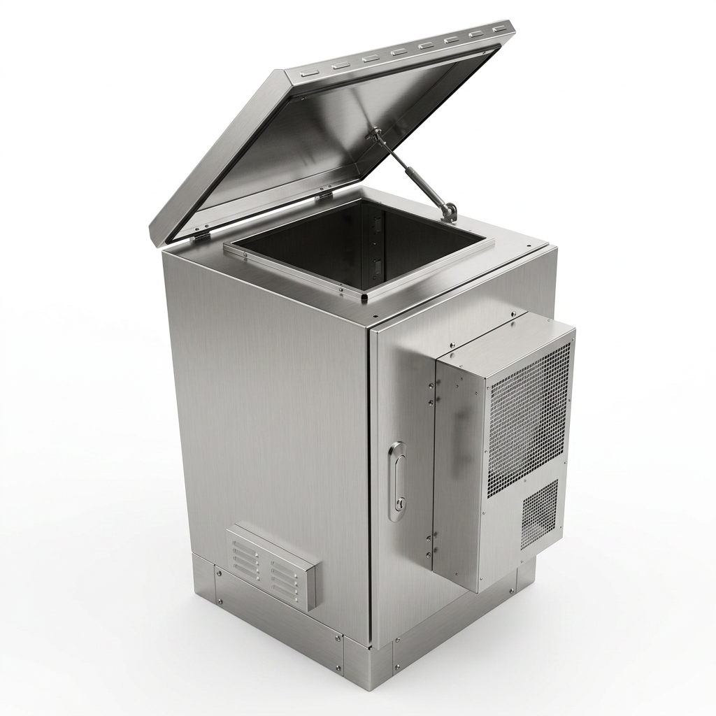 16U stainless steel network cabinet with a side mounted air conditioner
