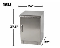 STURDX Essential Series™ 16U IP66 Weatherproof Stainless Steel Outdoor Network Cabinet | 24" × 32" (600 × 800 mm) | 19-Inch Rack Enclosure