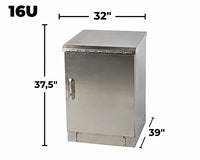 STURDX Essential Series™ 16U IP66 Weatherproof Stainless Steel Outdoor Network Cabinet | 32" × 39" (800 × 1000 mm) | 19-Inch Rack Enclosure