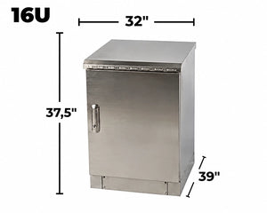 STURDX Essential Series™ 16U IP66 Weatherproof Stainless Steel Outdoor Network Cabinet | 32" × 39" (800 × 1000 mm) | 19-Inch Rack Enclosure