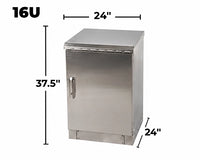 STURDX Essential Series™ 16U IP66 Weatherproof Stainless Steel Outdoor Network Cabinet | 24" × 24" (600 × 600 mm) | 19-Inch Rack Enclosure