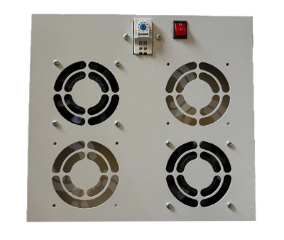 Módulo de 4 ventiladores para gabinetes de red para exteriores | Refrigeración y ventilación con gestión silenciosa del flujo de aire | Termostato analógico e interruptor de encendido/apagado | Compatible con profundidad de 24 pulgadas