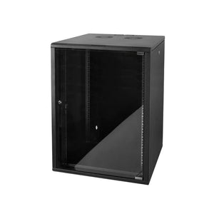 Gabinete rack para servidores de montaje en pared 20U | Gabinete de red de datos para montaje en bastidor | Gabinete de red de TI de 19 pulgadas con panel de vidrio templado de 4 mm | 600 mm de profundidad (24")