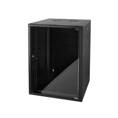 Gabinete rack para servidores de montaje en pared 20U | Gabinete de red de datos para montaje en bastidor | Gabinete de red de TI de 19 pulgadas con panel de vidrio templado de 4 mm | 600 mm de profundidad (24")