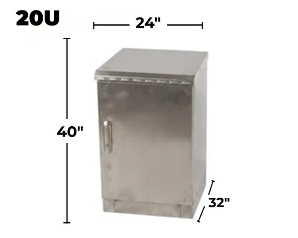 STURDX Essential Series™ 20U IP66 Weatherproof Stainless Steel Outdoor Network Cabinet | 24" × 32" (600 × 800 mm) | 19-Inch Rack Enclosure
