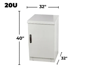 STURDX Essential Series™ 20U IP66 Weatherproof Galvanized Steel Outdoor Network Cabinet | 32" × 32" (800 × 800 mm) | 19-Inch Rack Enclosure