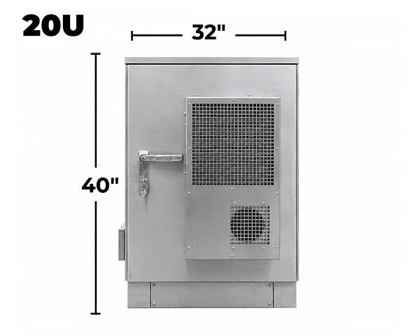 STURDX Climate Series™ 20U IP66 Weatherproof Stainless Steel Outdoor Network Cabinet with Air Conditioner | 24" × 32" (600 × 800 mm) | 19-Inch Rack Enclosure