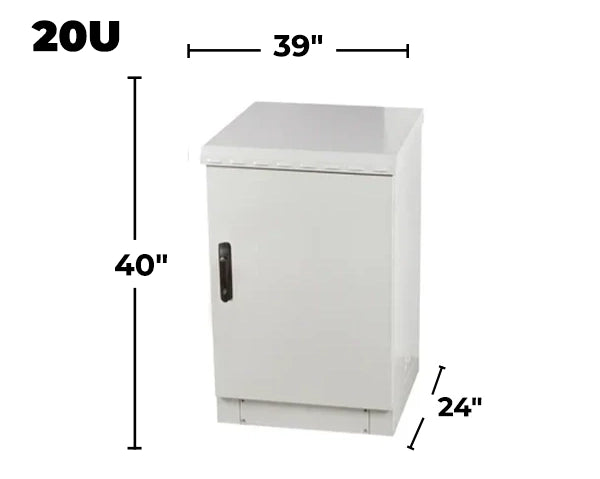 STURDX Essential Series™ 20U IP66 Weatherproof Galvanized Steel Outdoor Network Cabinet | 24" × 39" (600 × 1000 mm) | 19-Inch Rack Enclosure