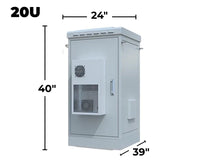 STURDX Climate Series™ 20U IP66 Weatherproof Galvanized Steel Outdoor Network Cabinet with Air Conditioner | 24" × 39" (600 × 1000 mm) | 19-Inch Rack Enclosure