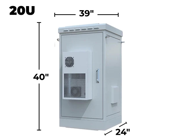 STURDX Climate Series™ 20U IP66 Weatherproof Galvanized Steel Outdoor Network Cabinet with Air Conditioner | 24" × 39" (600 × 1000 mm) | 19-Inch Rack Enclosure