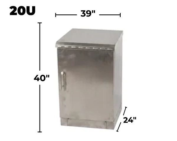 STURDX Essential Series™ 20U IP66 Weatherproof Stainless Steel Outdoor Network Cabinet | 24" × 39" (600 × 1000 mm) | 19-Inch Rack Enclosure