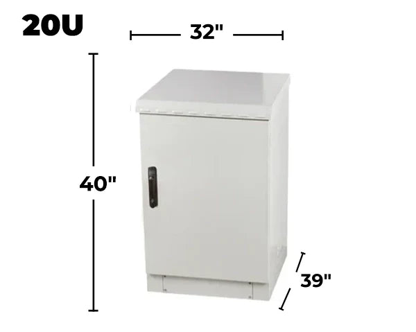 STURDX Essential Series™ 20U IP66 Weatherproof Galvanized Steel Outdoor Network Cabinet | 32" × 39" (800 × 1000 mm) | 19-Inch Rack Enclosure